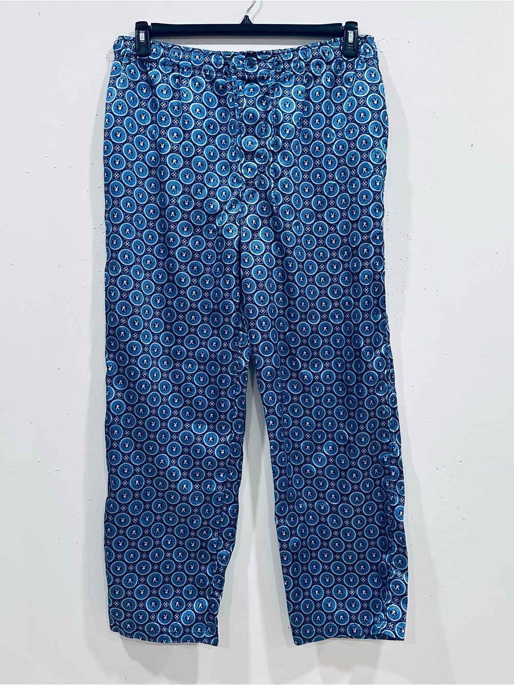 Playboy Men's Y2K Logo Lounge Pants Pajama Bottoms Sz L Blue Bunny Print M
